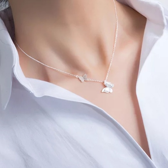 NEW Sterling Silver Double Butterfly Necklace - Picture 4 of 5